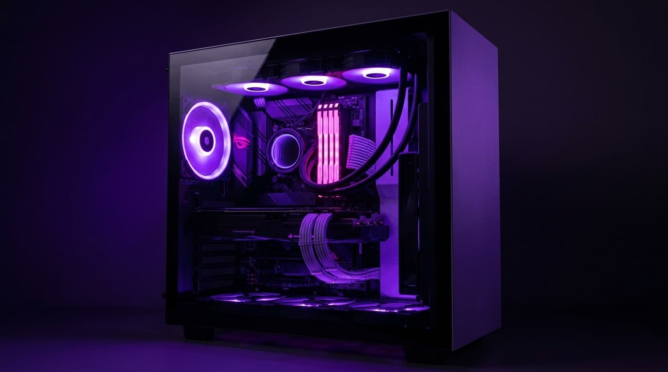 Gaming-PC mit Seitenfenster aus Glas