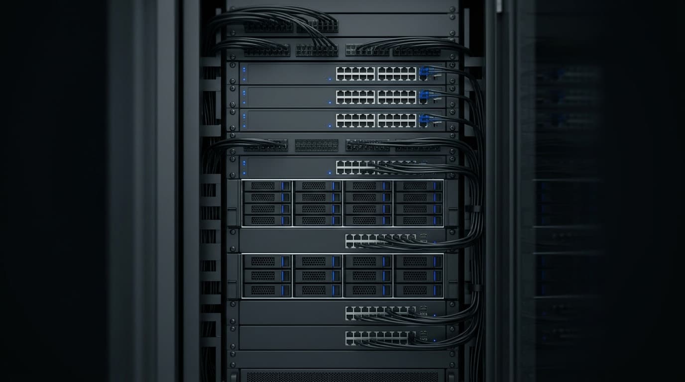 Serverschrank, frontal fotografiert